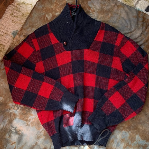 VTG Pendleton Red Plaid Pullover Sweater M - Picture 5 of 7